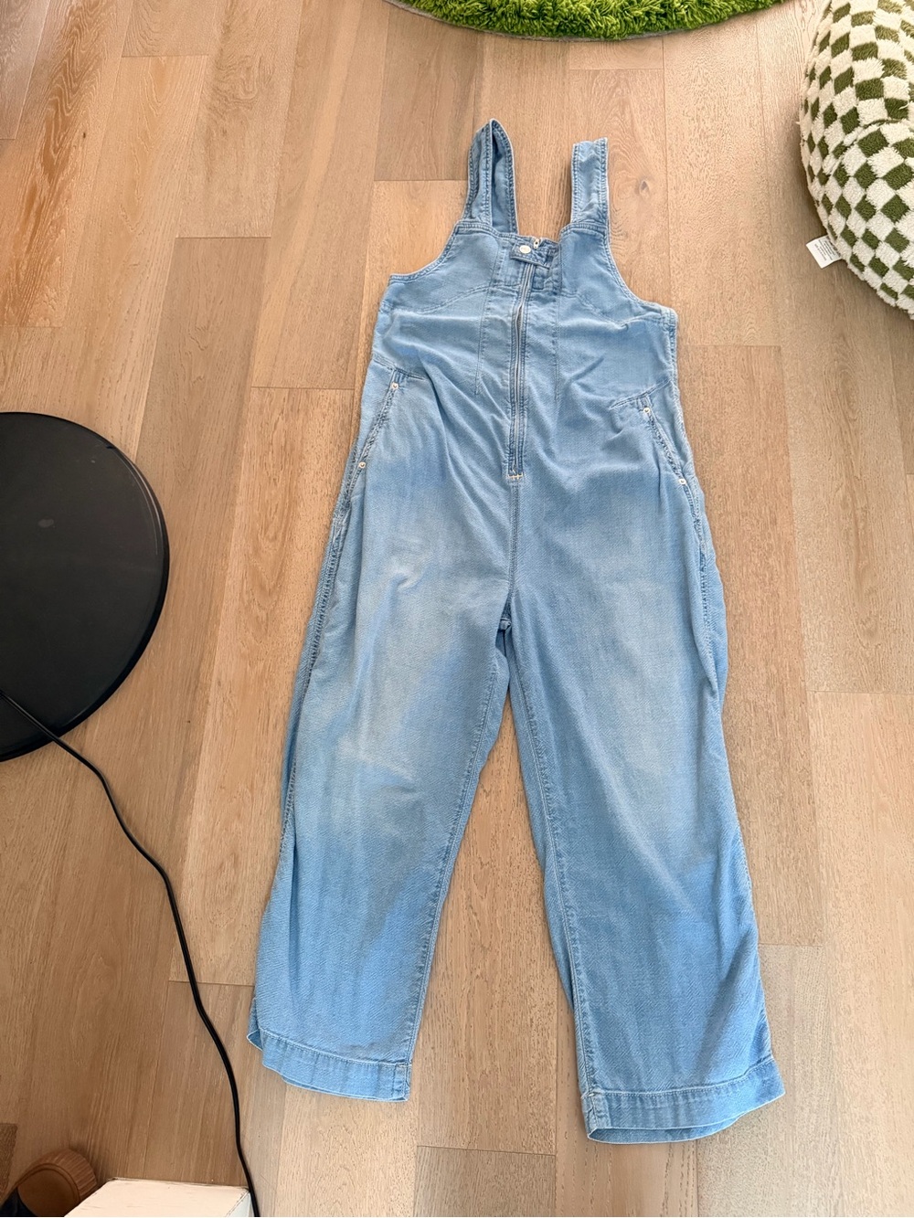 We The Free Light Blue Denim Overalls with Front Zip